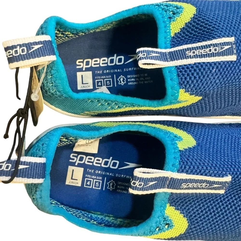Speedo Kids Blue and Green Pull-on Water Shoes Surf Strider Junior Size L 4/5